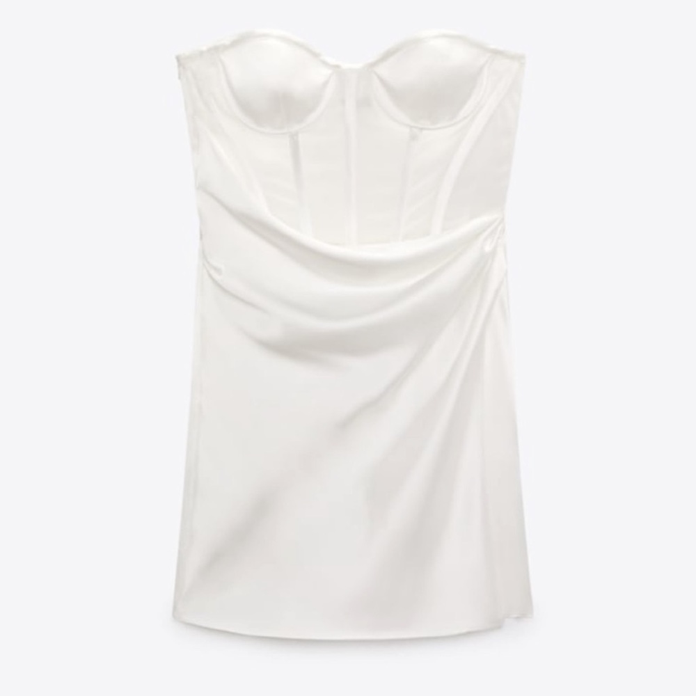 Zara NWT White Corset/ Bustier Mini Dress - Picture 4 of 7